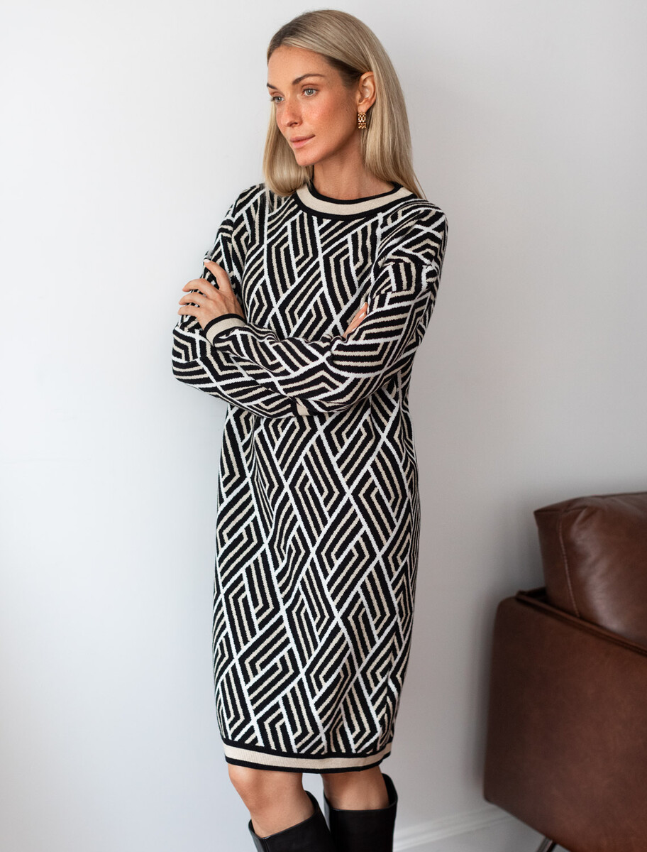 

Платье вязаное, Черный;черный-бежевый