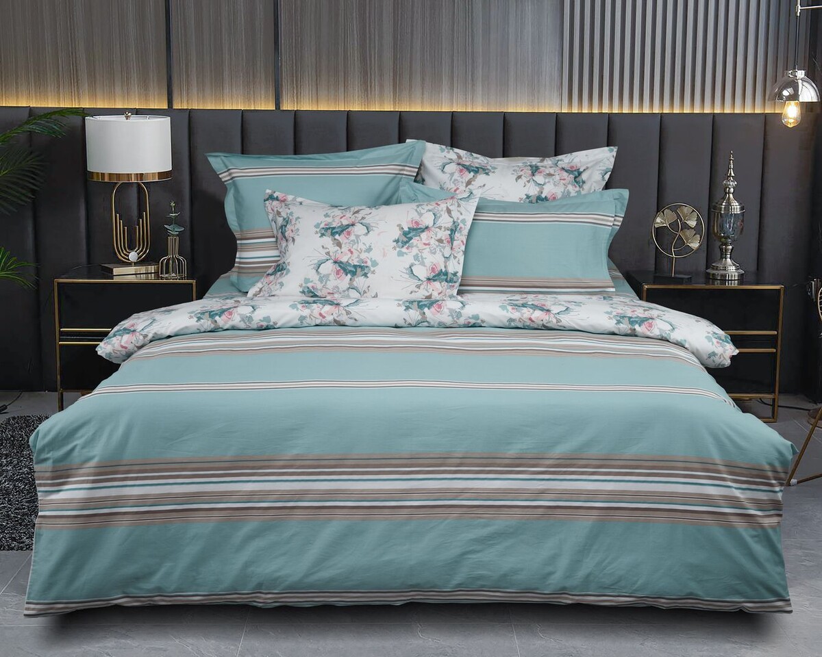 

Комплект постельного белья "Canaria" (1,5 сп), Бирюзовый;мятно-белый