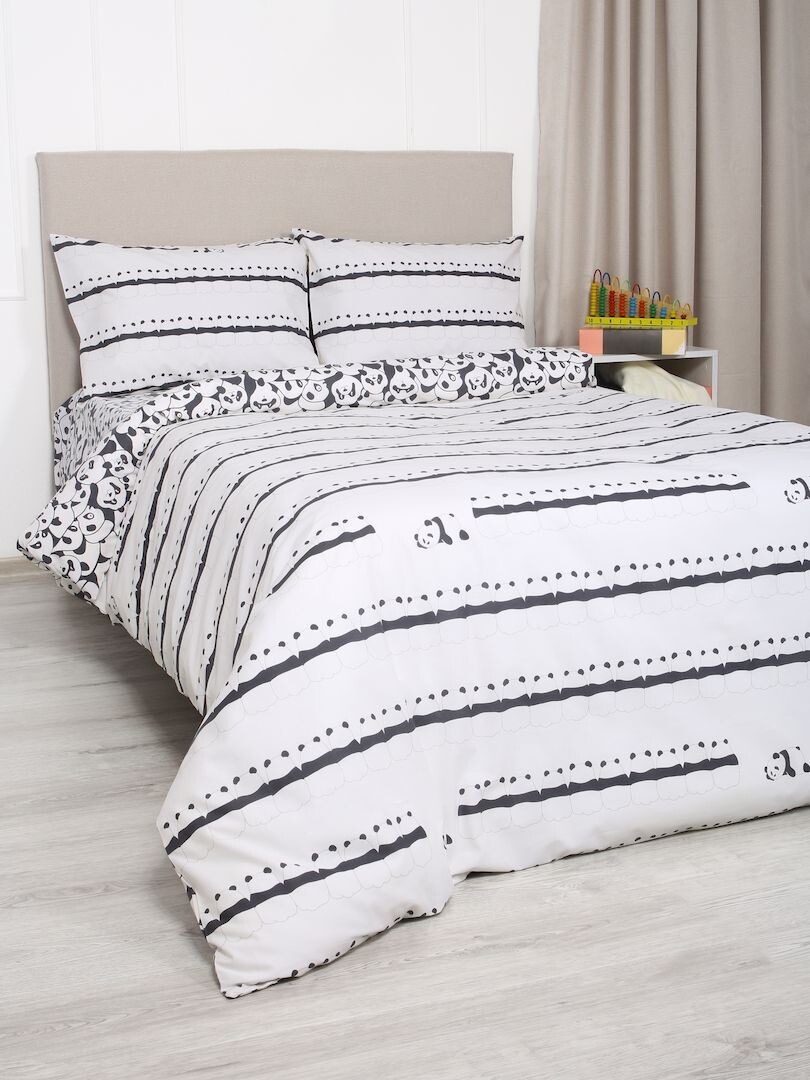 

Комплект постельного белья "Панды на привале" (1,5 сп), Белый;бело-серый