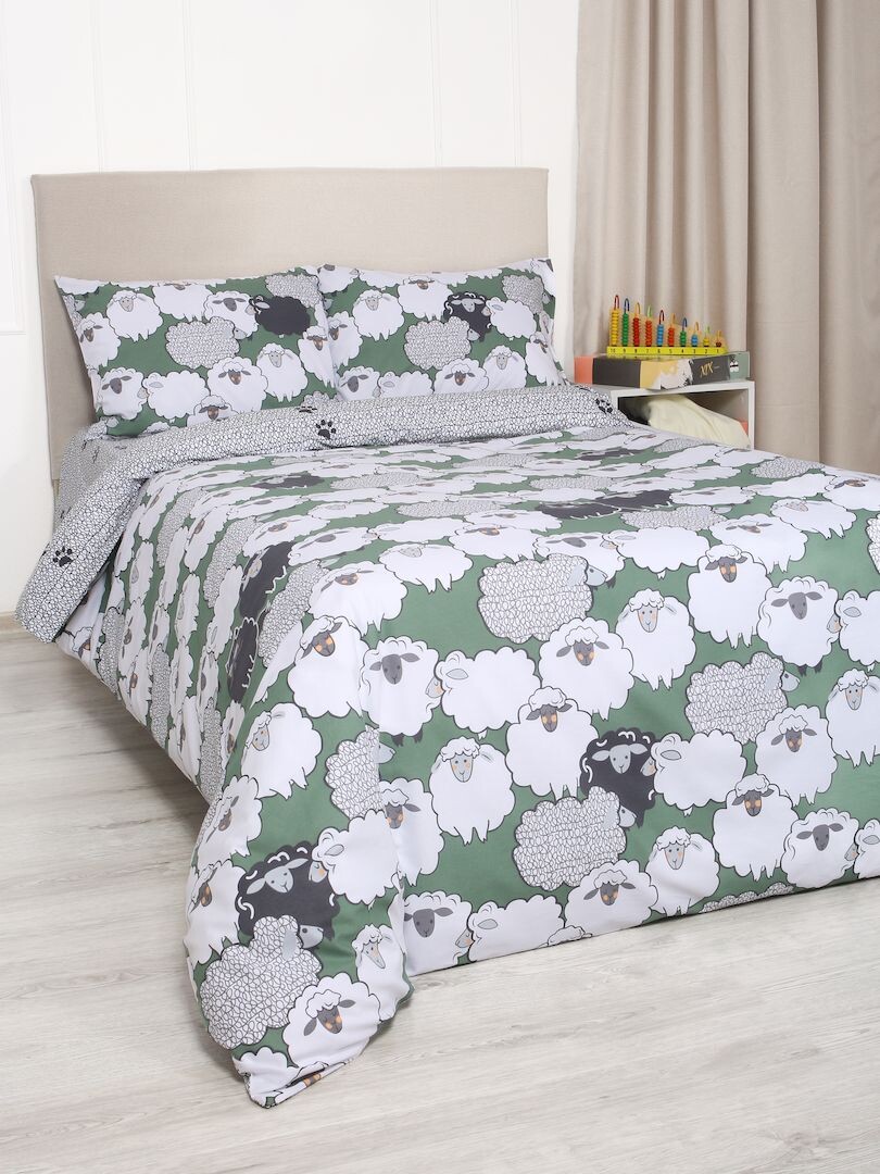 

Комплект постельного белья "Бедные овечки" (1,5 сп), Зеленый;зелено-белый