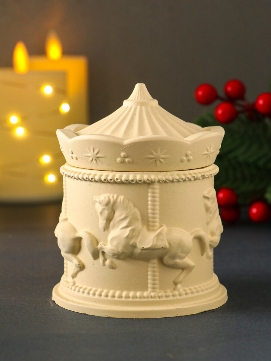 

Свеча в подсвечнике с крышкой, Бежевый