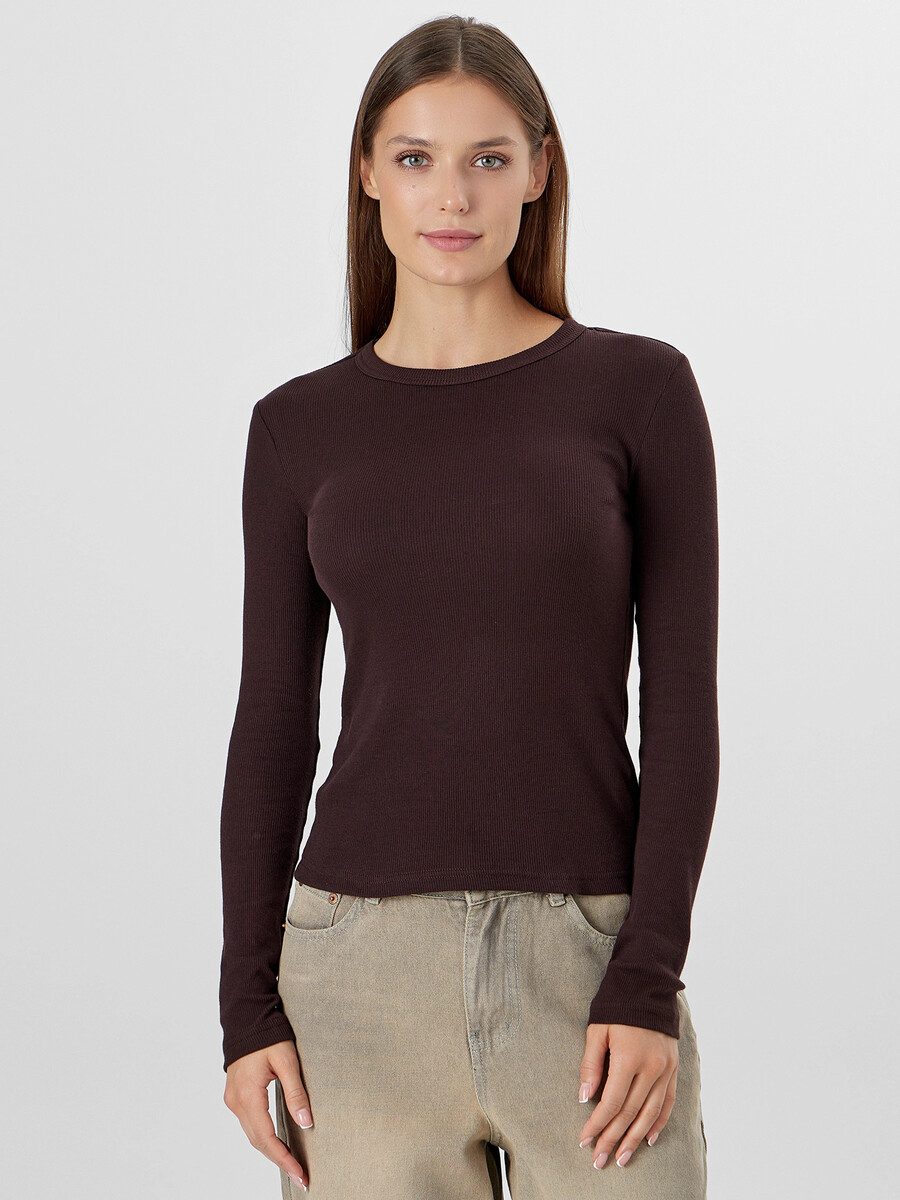 

Лонгслив женский коричневый, Коричневый;коричневый1