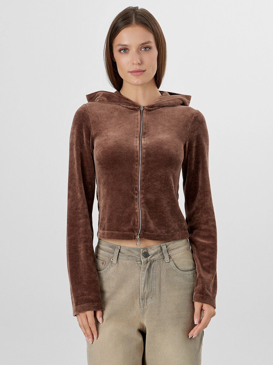 

Толстовка женская коричневая, Коричневый;шоколад +печать