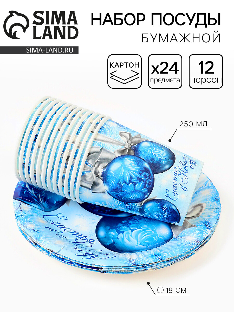 

Набор бумажной посуды, Голубой