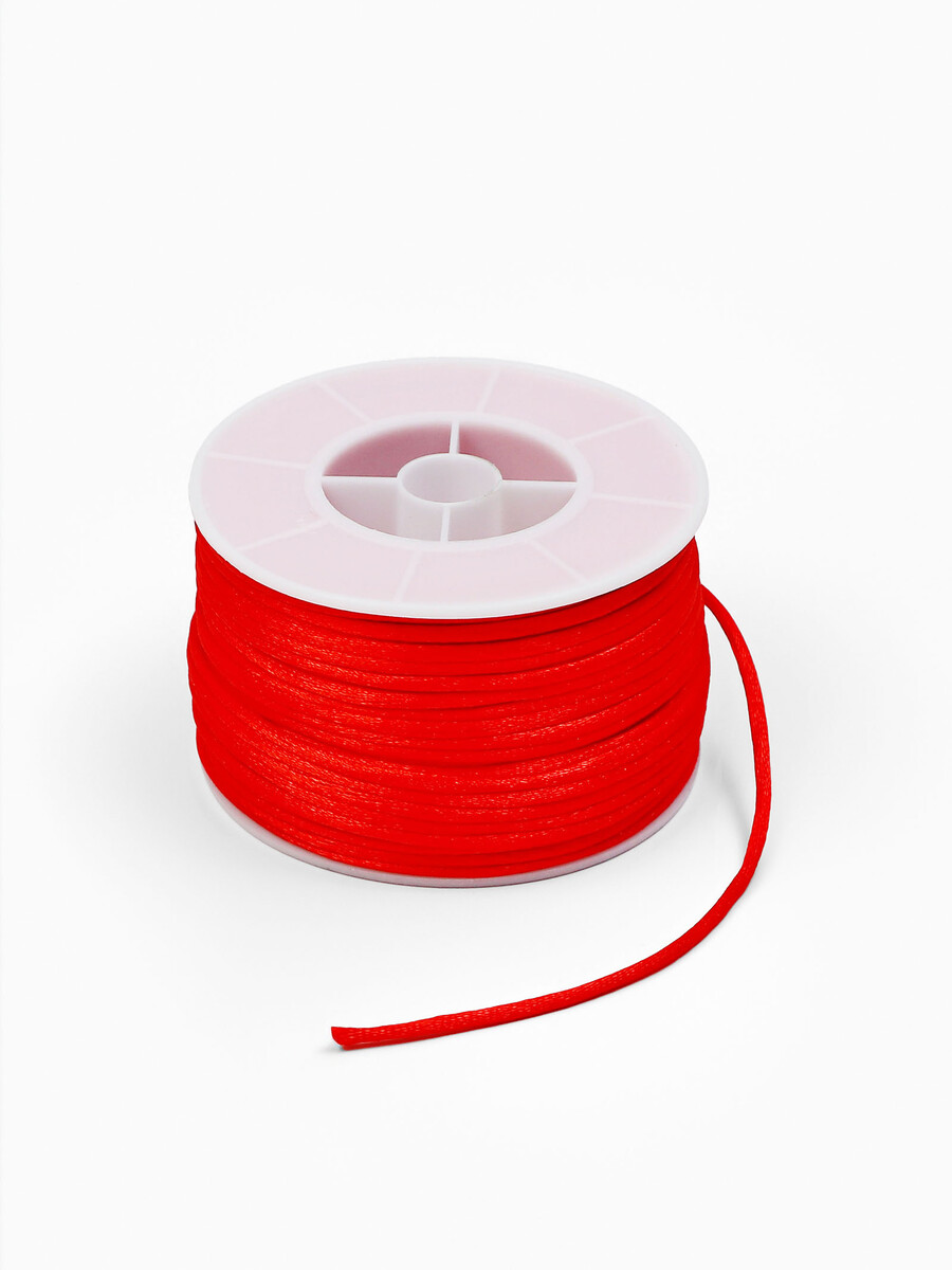 

Шнур атласный на бобине 2мм ,50 метров, цвет красный