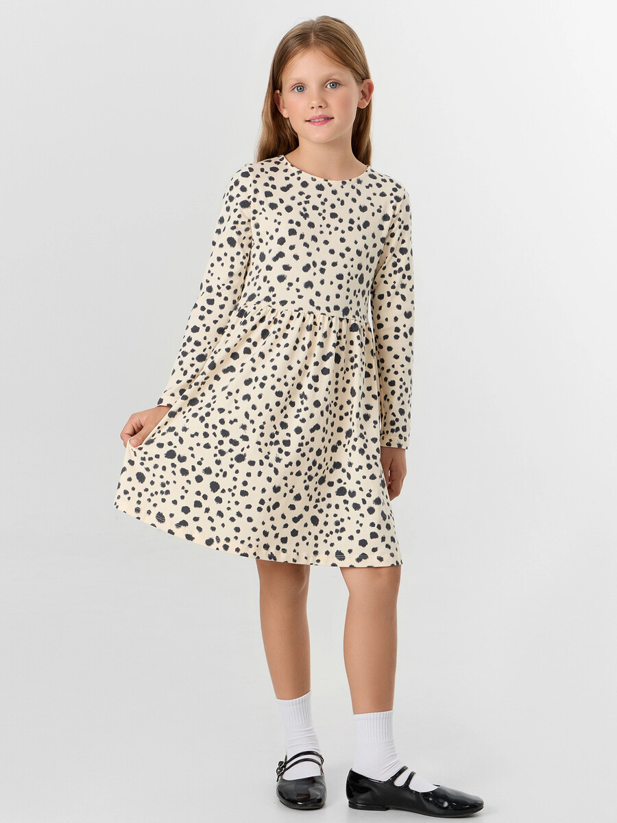 

Платье для девочек, Бежевый;пятнышки на айвори