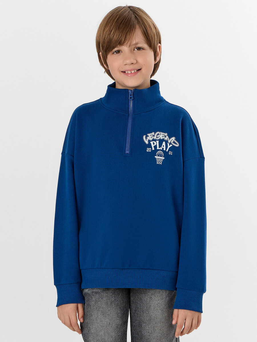 

Толстовка для мальчиков синяя с принтом, Синий;сапфировый +печать