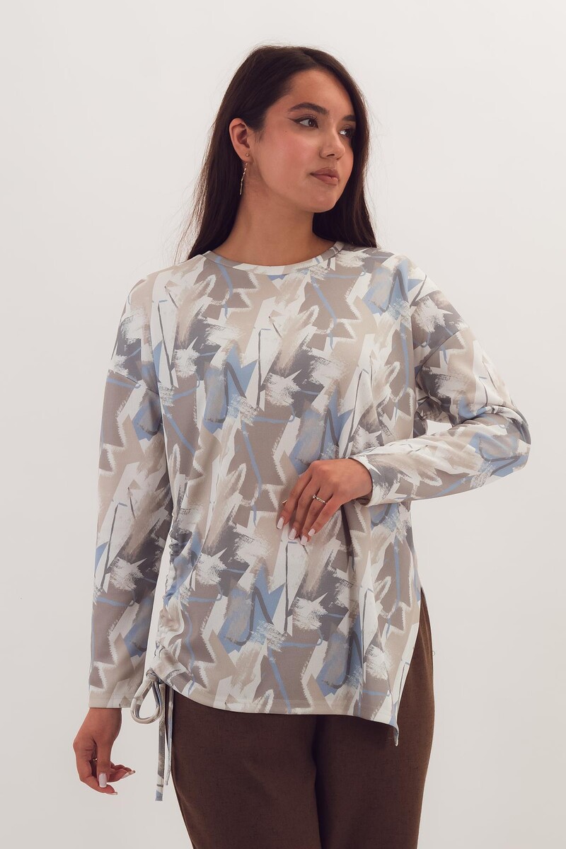 

Туника, Бежевый;молочный бежевый серый с рисунком