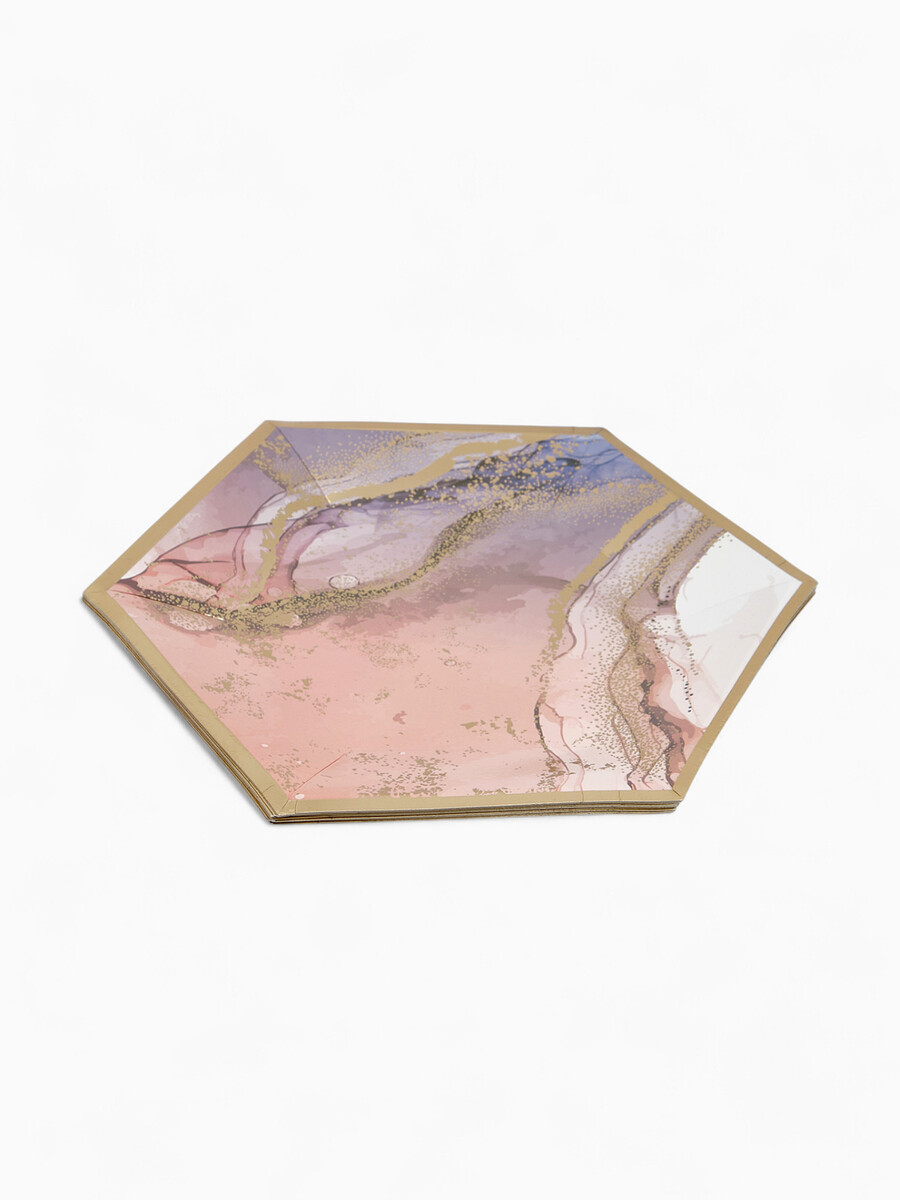 

Набор тарелок мрамор розовый 23 см. (10 шт)