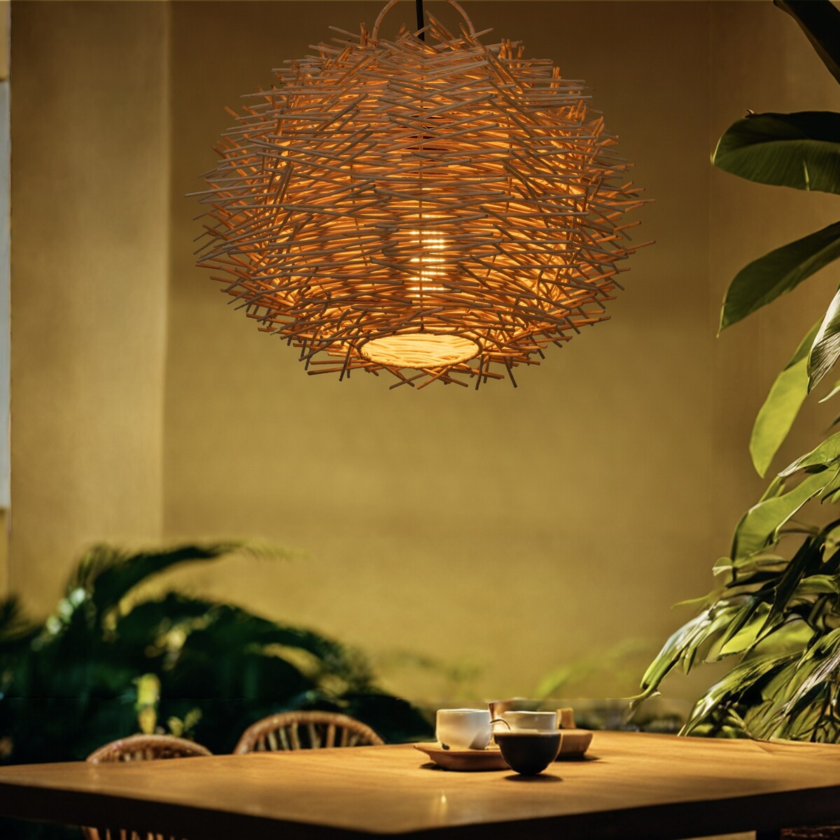 

Светильник потолочный из ротанга, Бежевый