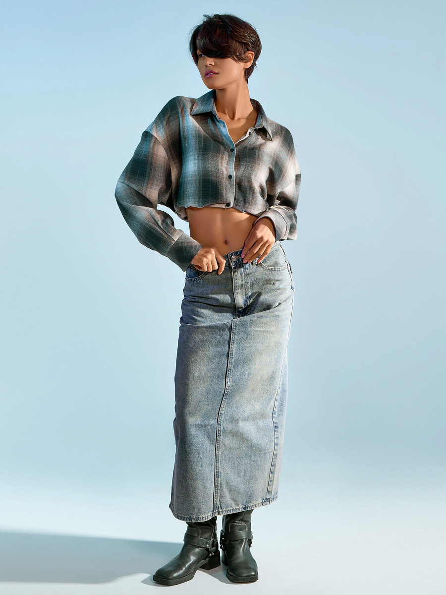 

Юбка женская джинсовая, Голубой;голубой +тинт