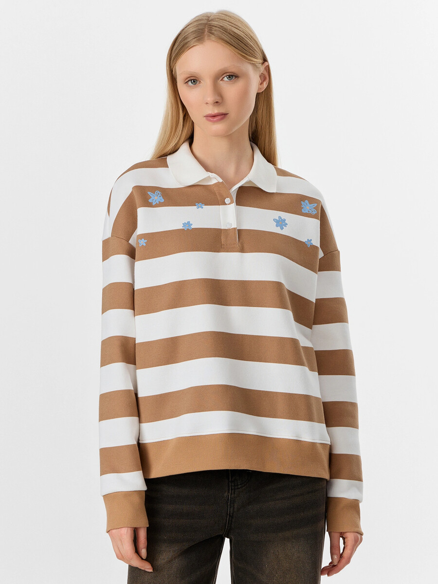 

Свитшот женский в полоску, Бежевый;полоска на марципане