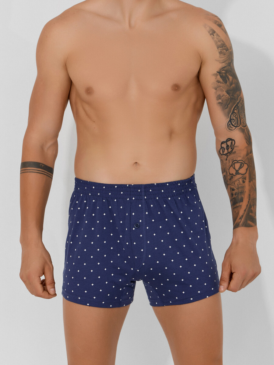 

Трусы шорты мужские синие, Синий;звездочки на джинсовом