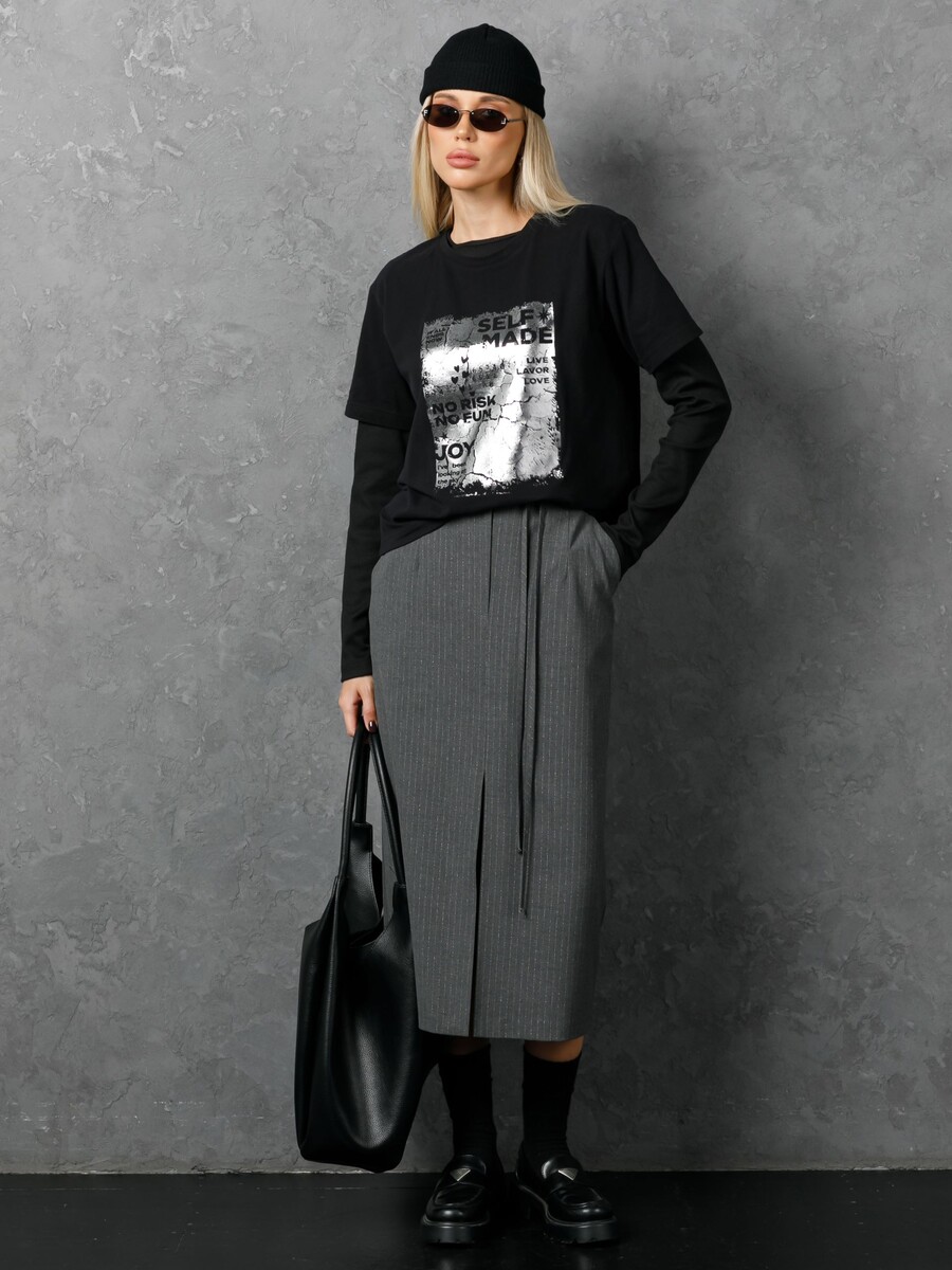 

Юбка, Серый;тёмный серый