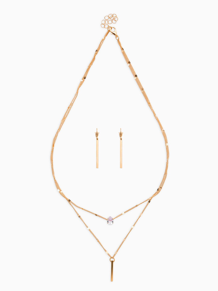 

Набор 2 предмета: серьги, колье, Золотистый