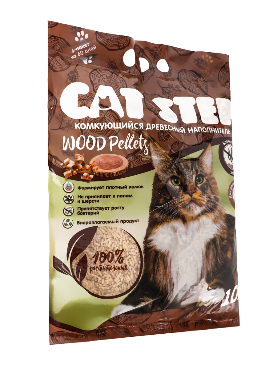 

Наполнитель комкующийся растительный cat step wood pellets 10 л