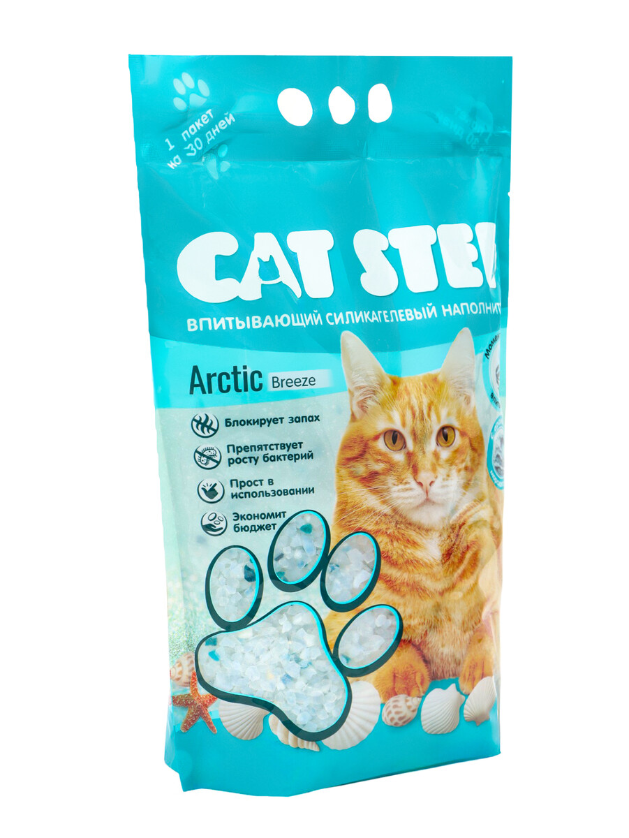 

Наполнитель впитывающий силикагелевый cat step arctic breeze, 3,8 л