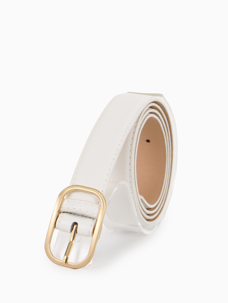 

Ремень женский, 110×3 см, классическая пряжка металл, белый