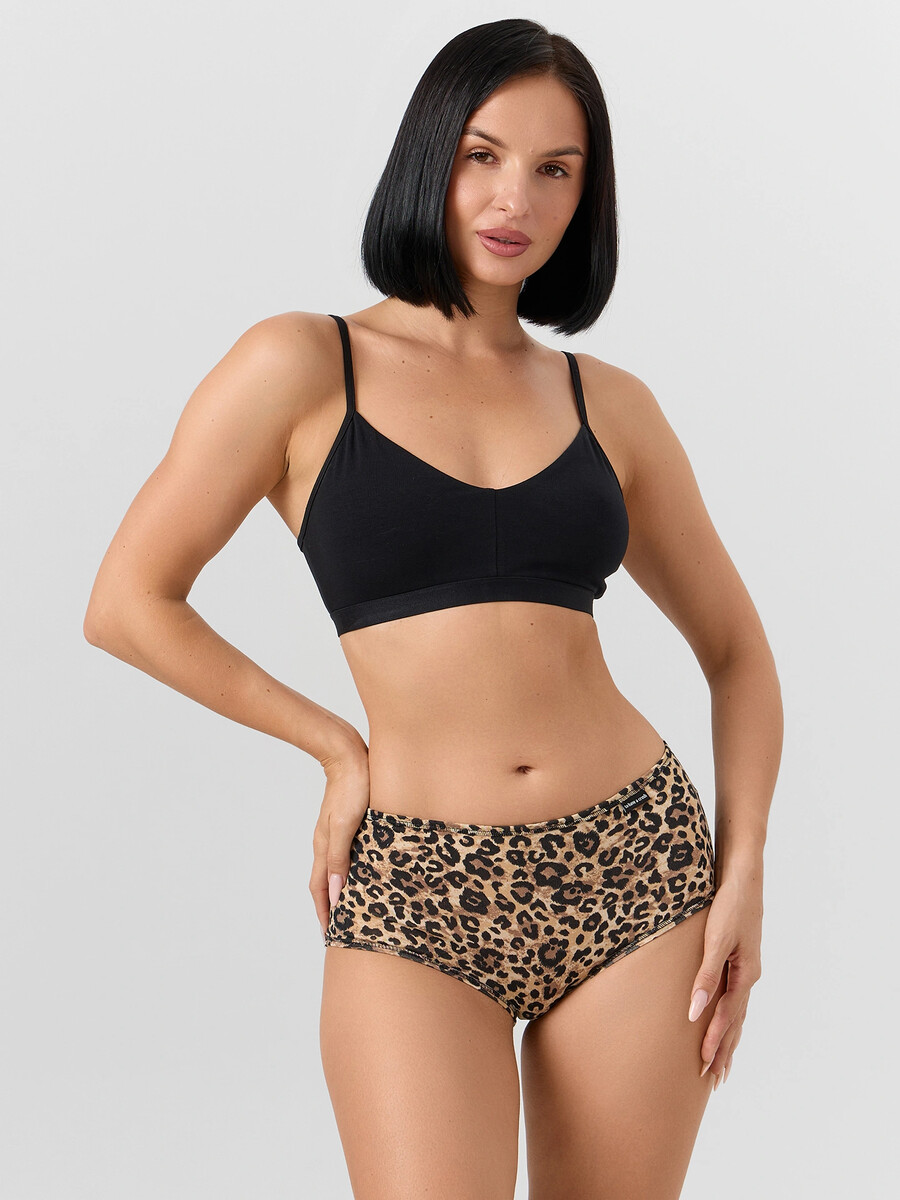 

Трусы шорты женские с леопардовым принтом, Коричневый;леопард