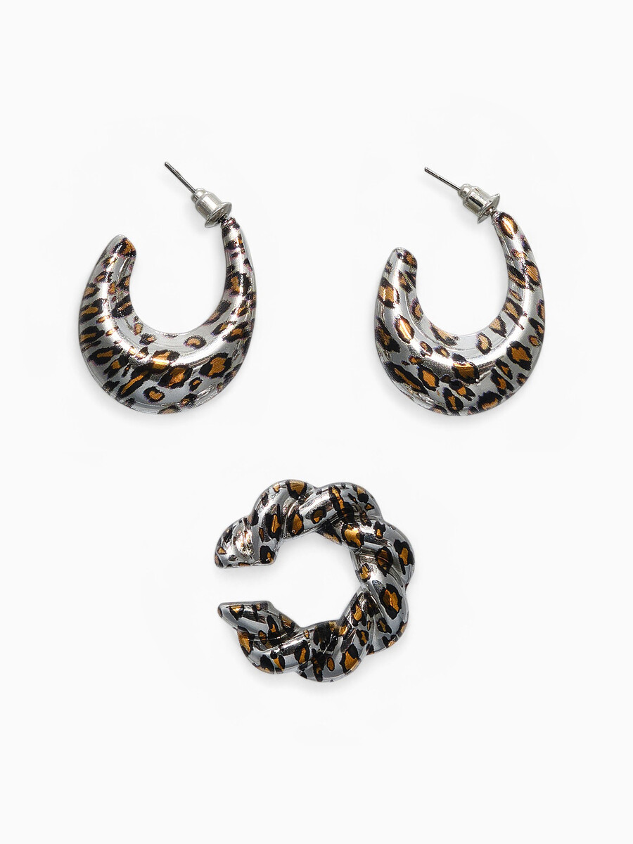 

Серьги и каффы qf, Серебристый