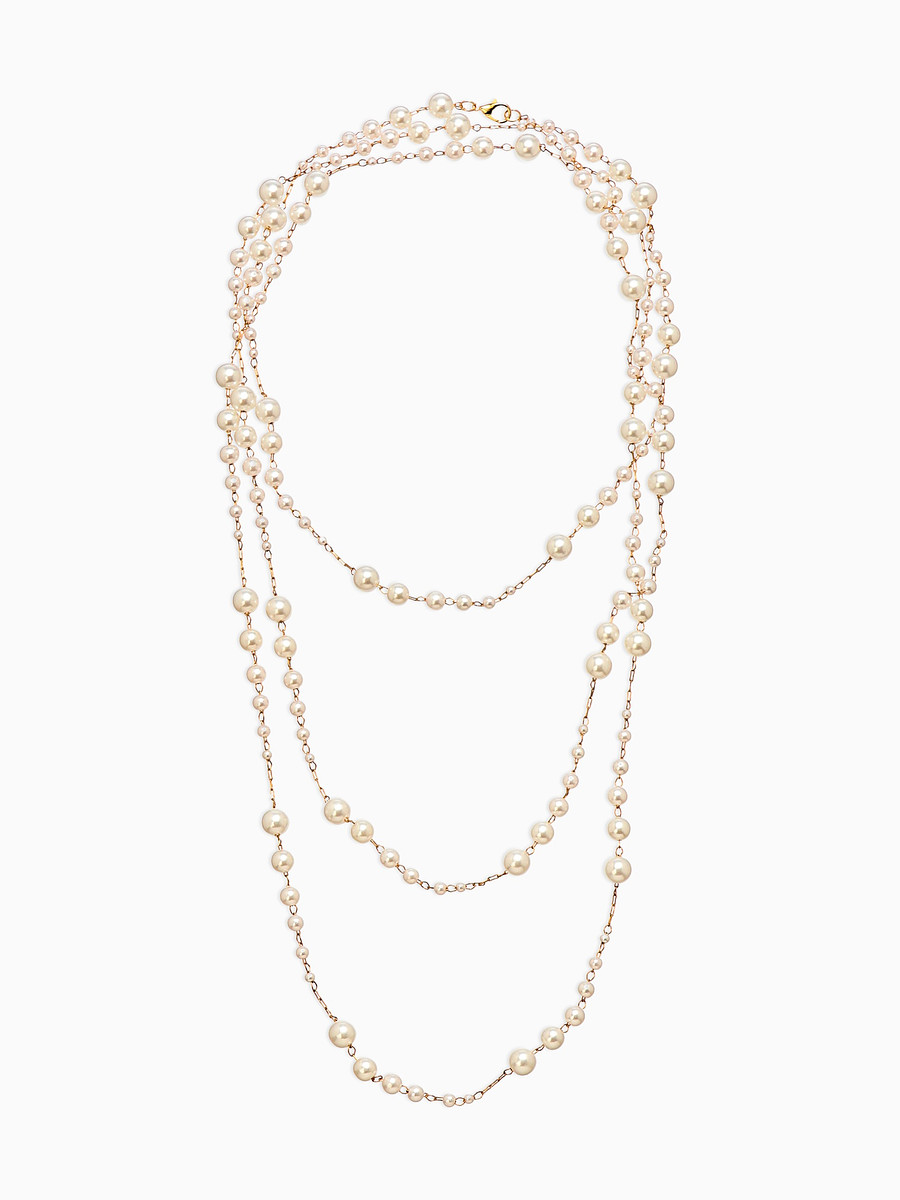 

Бусы жемчужные, длинные, d=3.4, 5.6, 8.10, белые в золоте, Белый