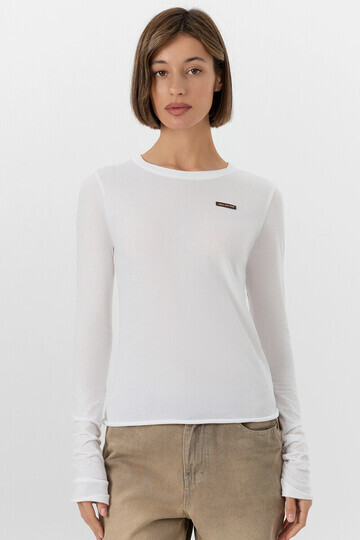 Лонгслив женский белый с надписью