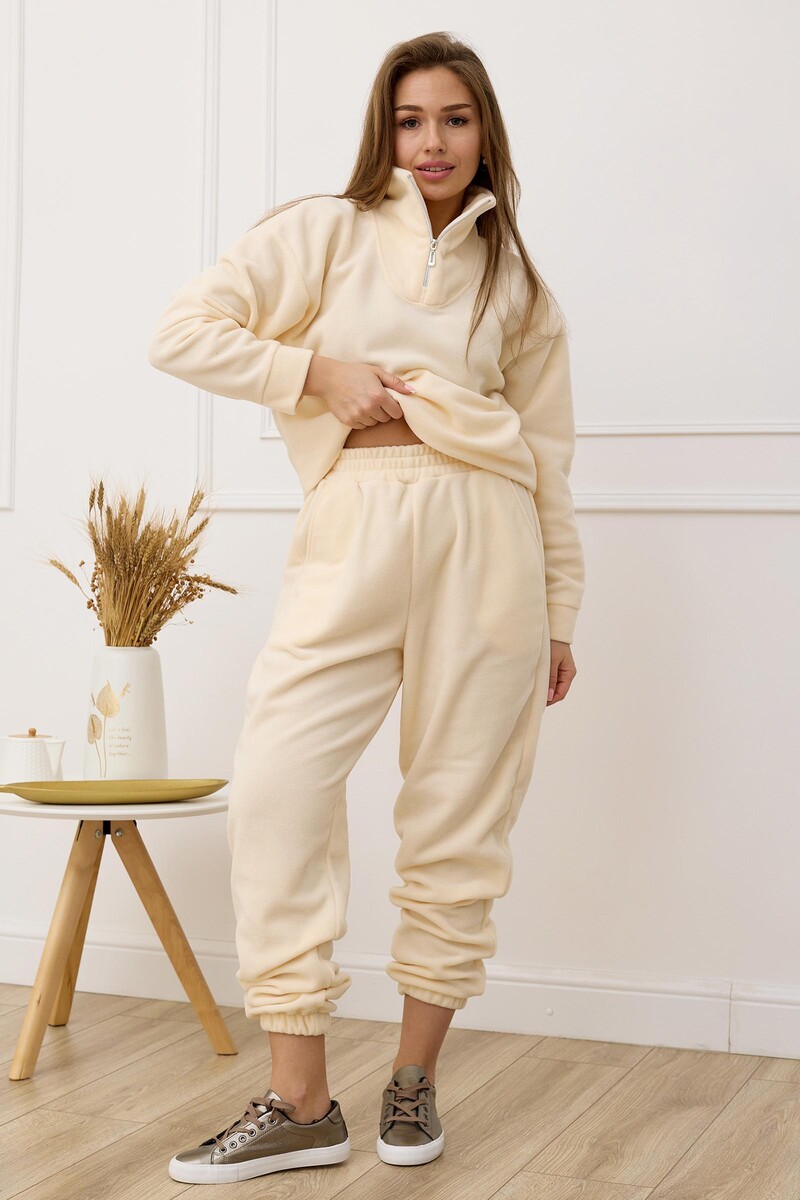 

Брюки, Бежевый;белый