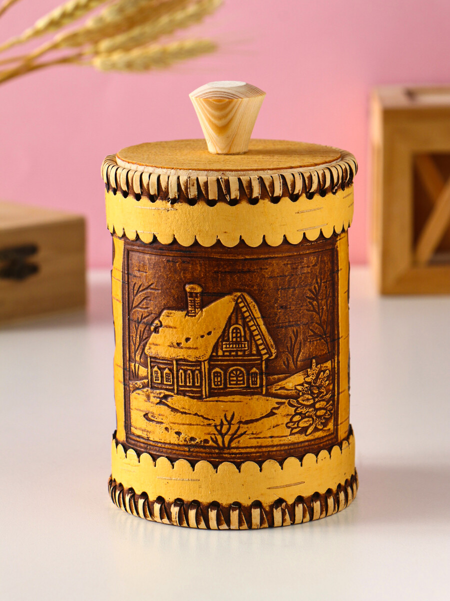 

Туес шитый, Бежевый;коричневый