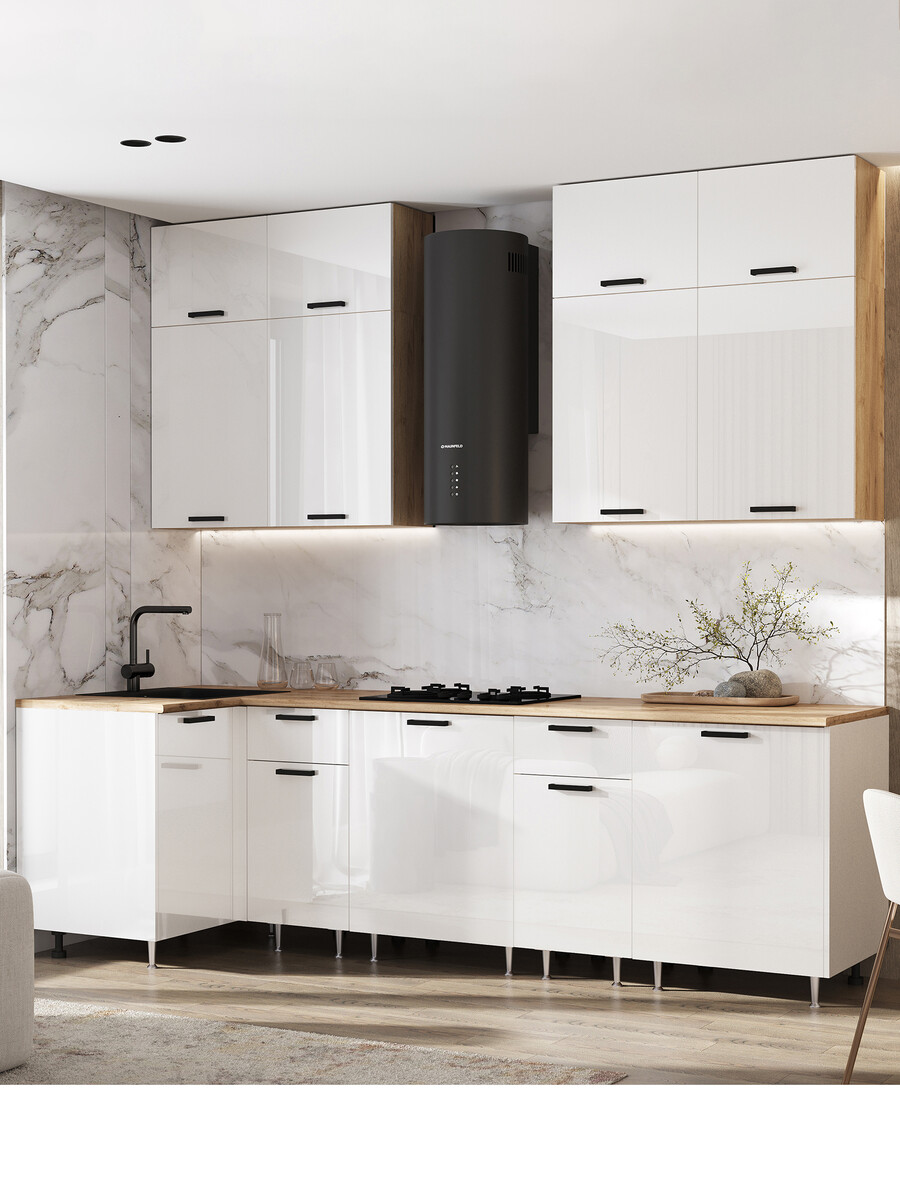 

Кухонный гарнитур угловой, Белый;бежевый