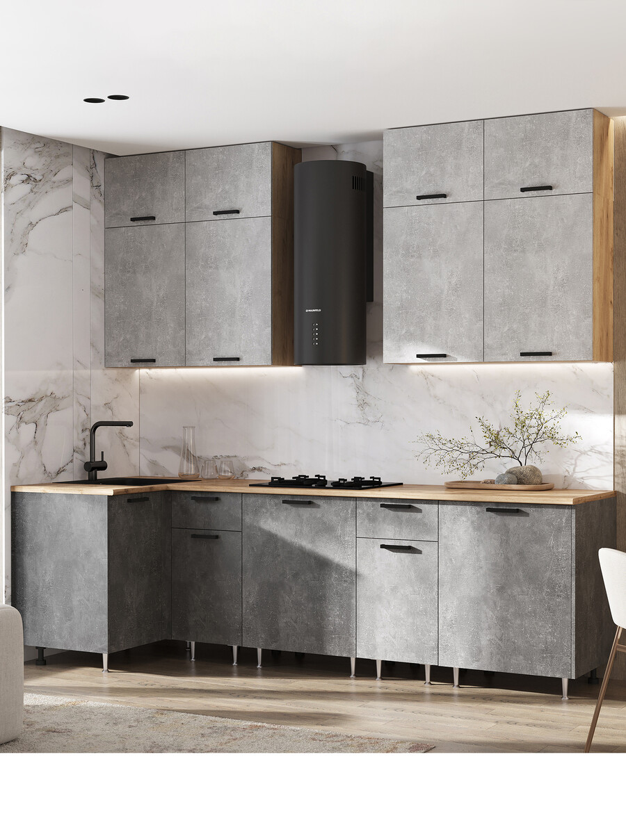 

Кухонный гарнитур угловой, Серый;бежевый