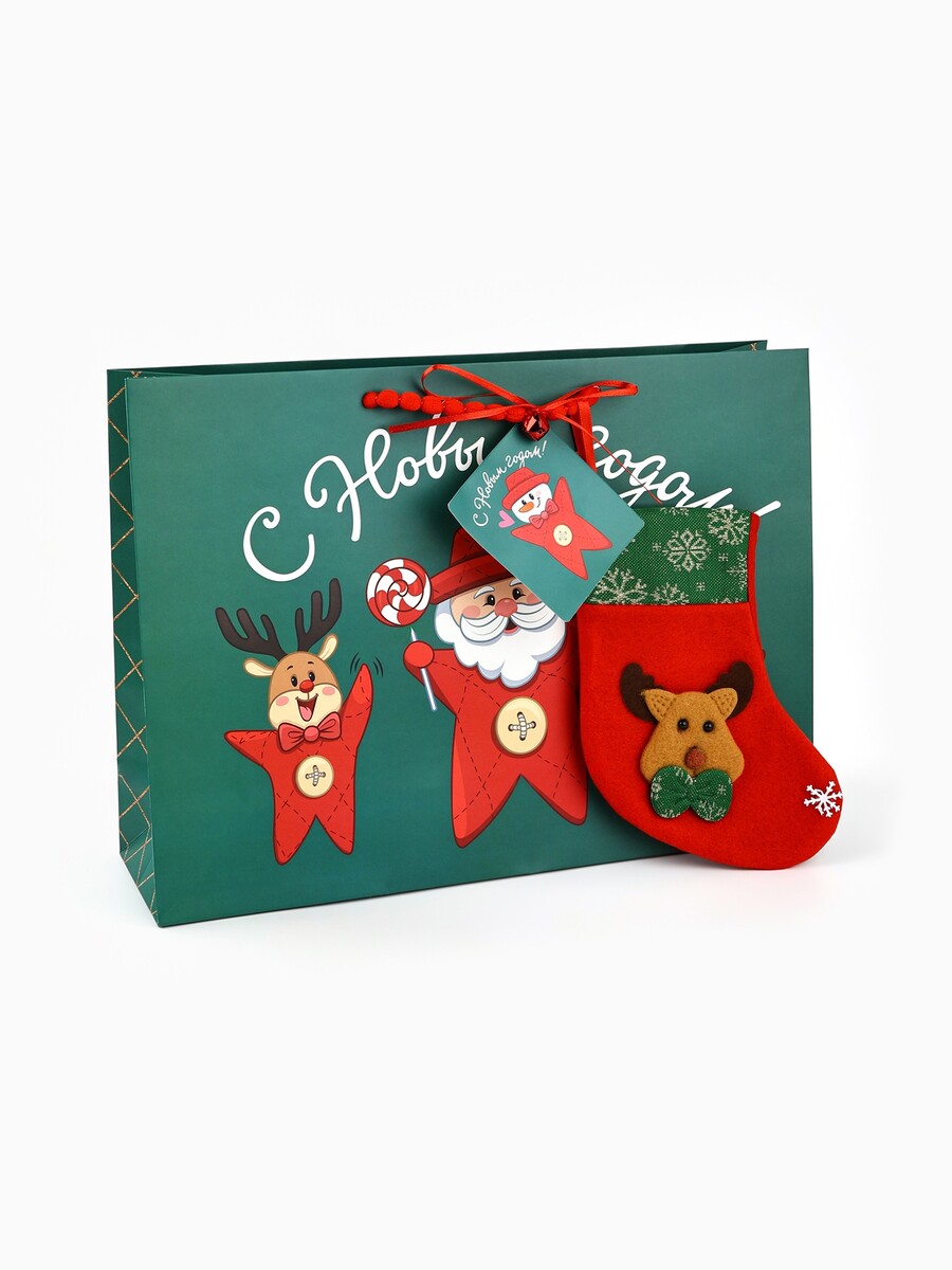 

Пакет подарочный новогодний, Зеленый