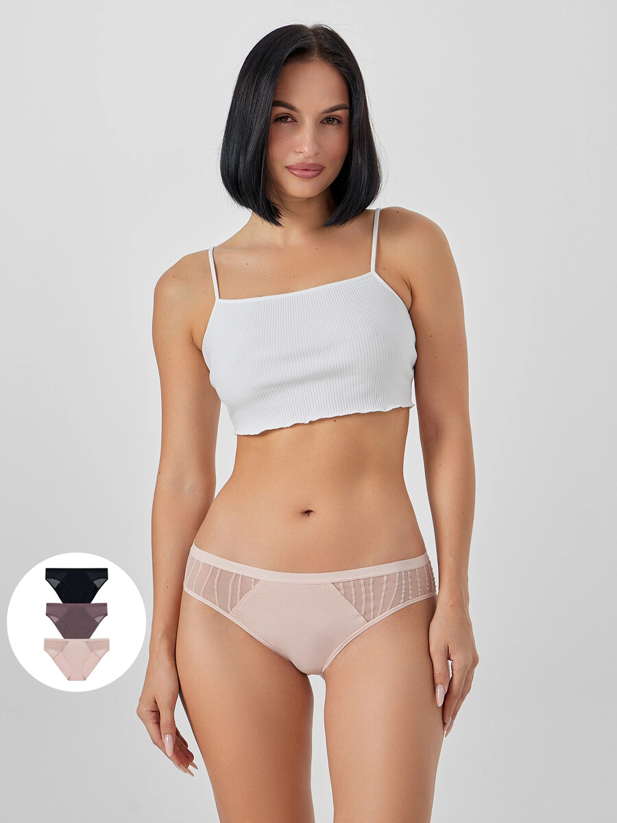 

Трусы слипы женские в наборе, 3 шт, Разноцветный;розовый фарфор