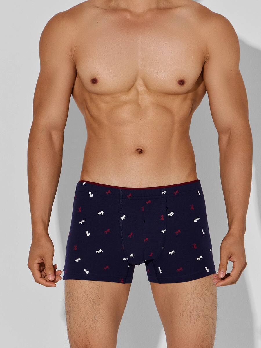 

Трусы мужские, Синий;лошади на т.синем