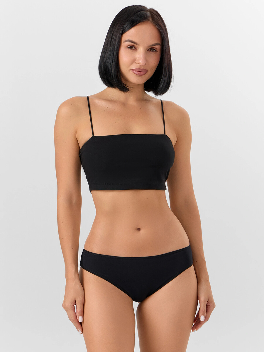 

Трусы женские бразилиана черные с кружевными вставками, Черный;черный1