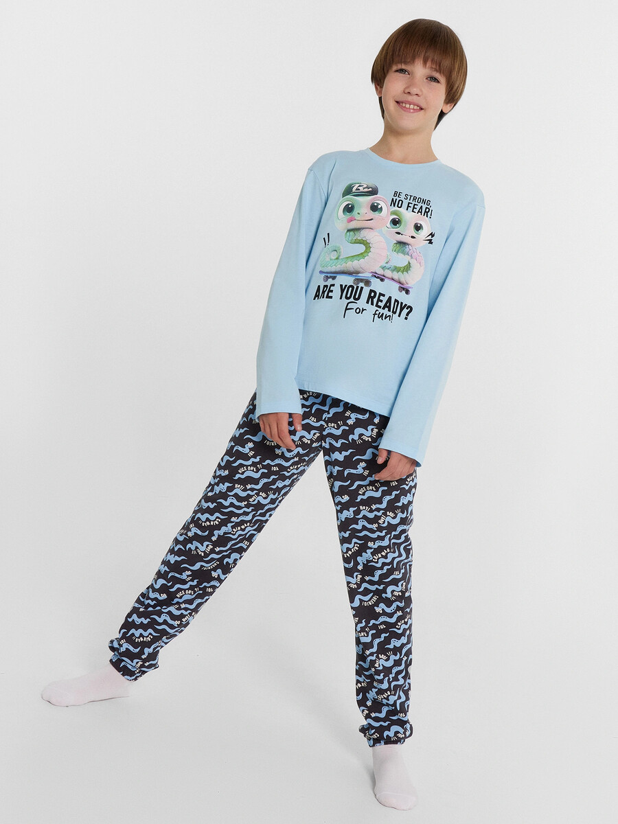 

Комплект для мальчиков (джемпер, брюки), Голубой;насыщенный голубой +змейки на графите