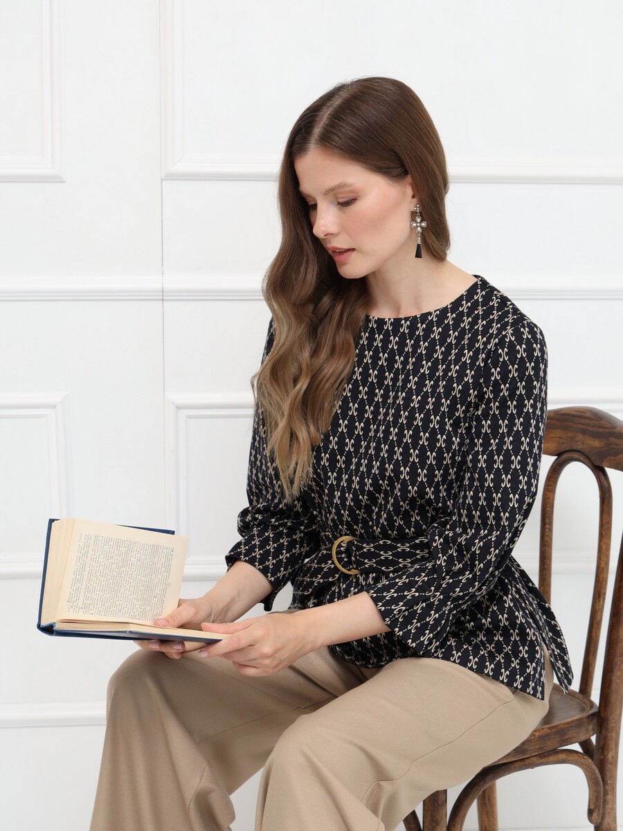 

Блузка, Синий;темно-синий