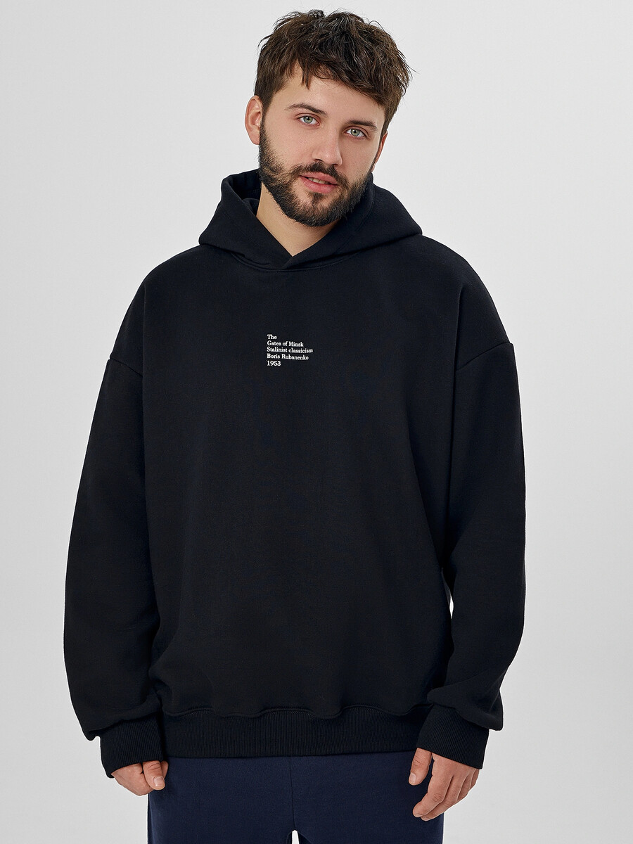 

Худи мужское черное, Черный;черный +печать3