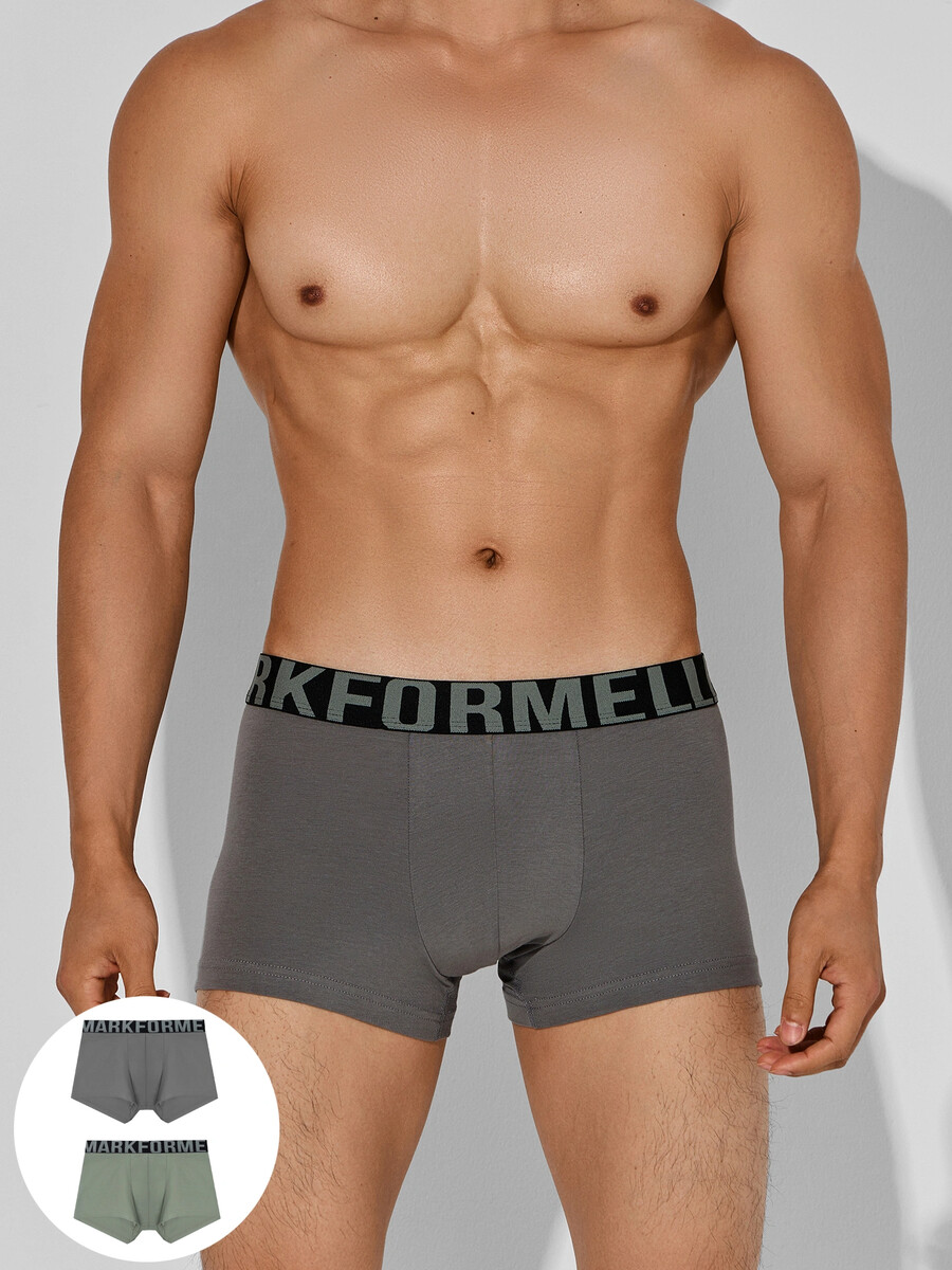 

Трусы боксеры мужские в наборе, 2 шт, Зеленый;агава + базальт