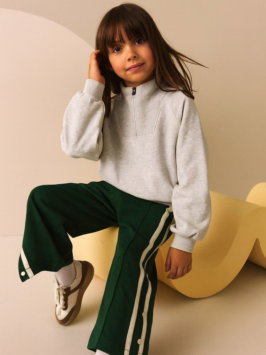 

Свитшот для девочек серый с воротником, Серый;серый меланж 4306-а