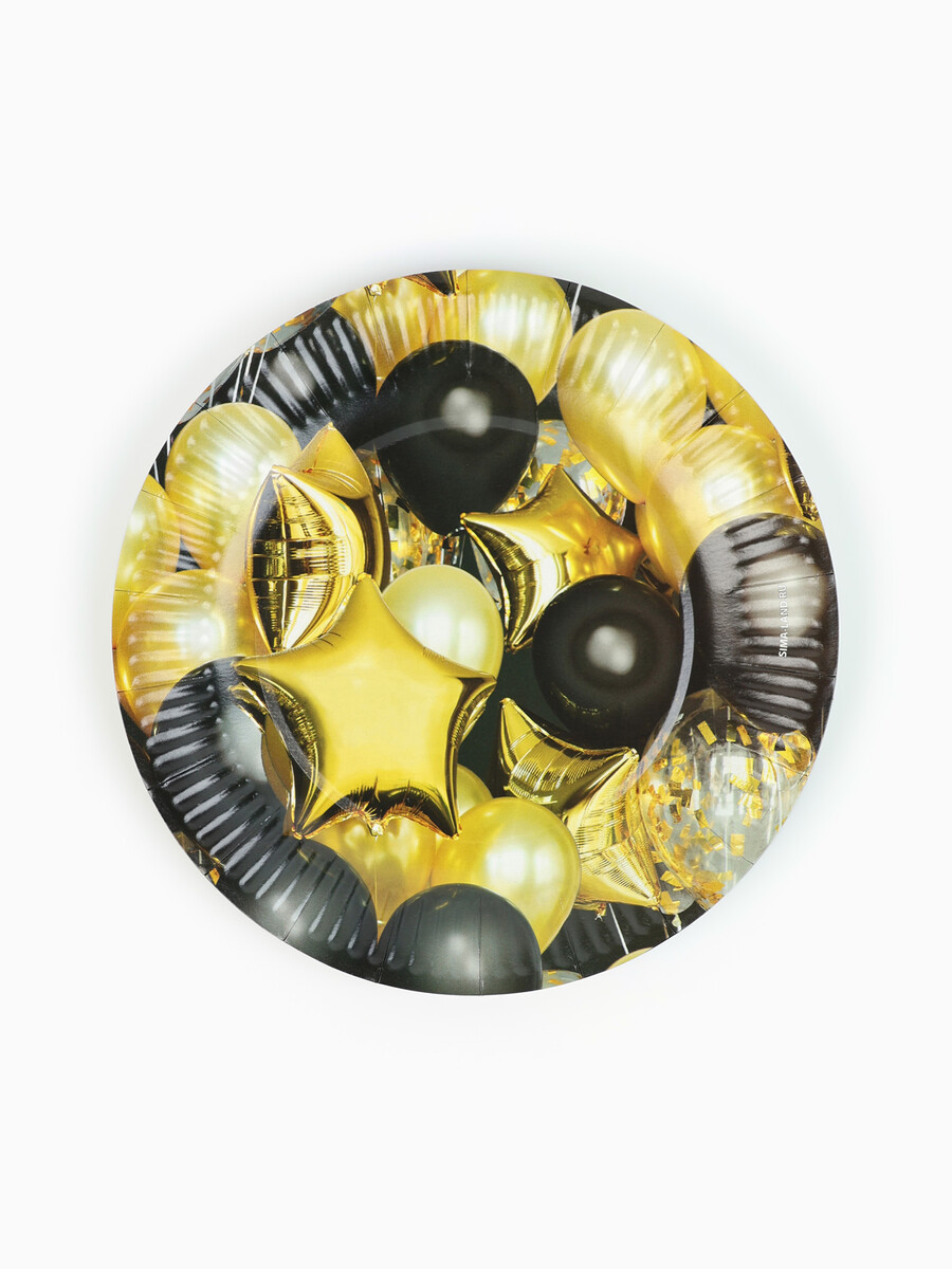 

Тарелка одноразовая бумажная, Золотистый;черный