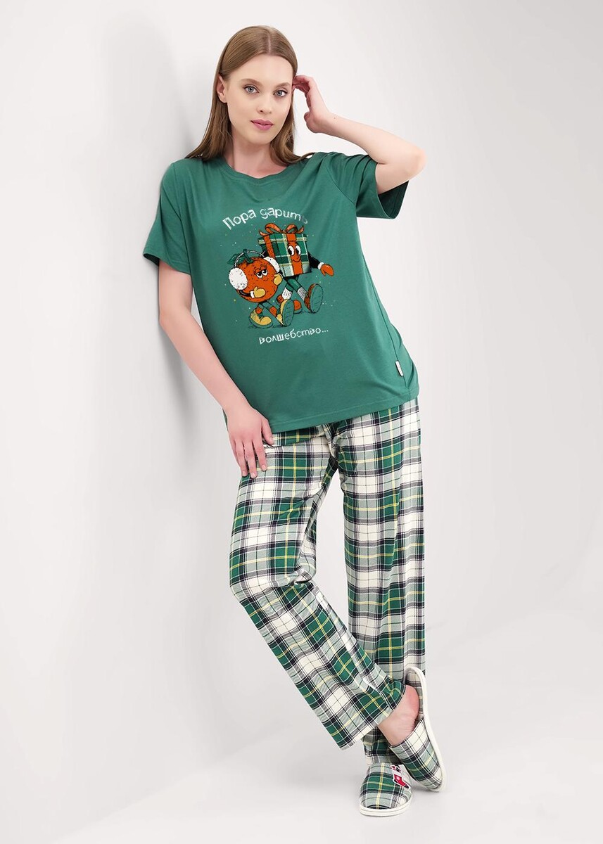 

Пижама, Зеленый;т.зеленый/молочный