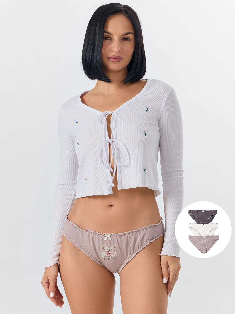 

Трусы женские (3шт.), Бежевый;серый;св.тауп +печать