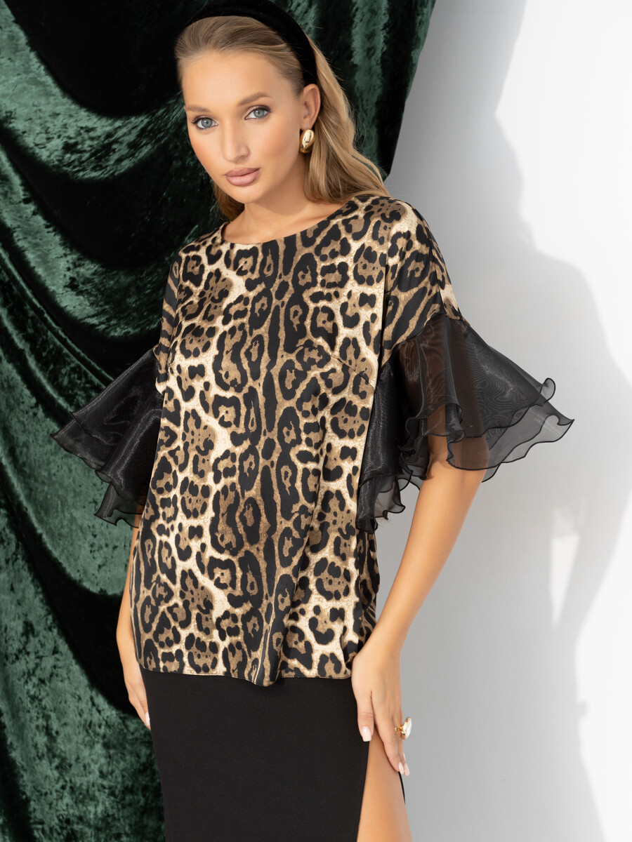 

Блуза, Коричневый;разноцветный