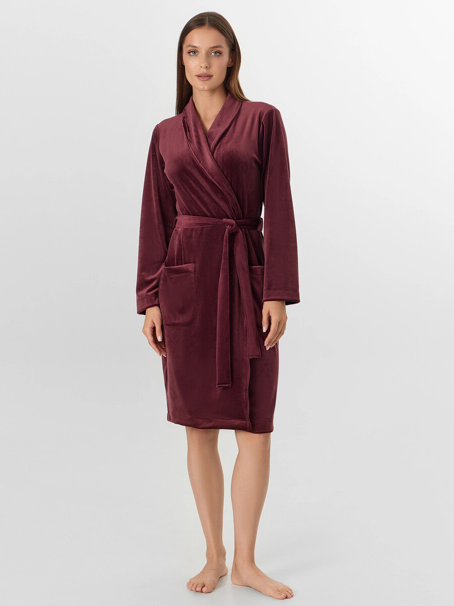 

Халат женский бордовый велюровый, Бордовый;бордо