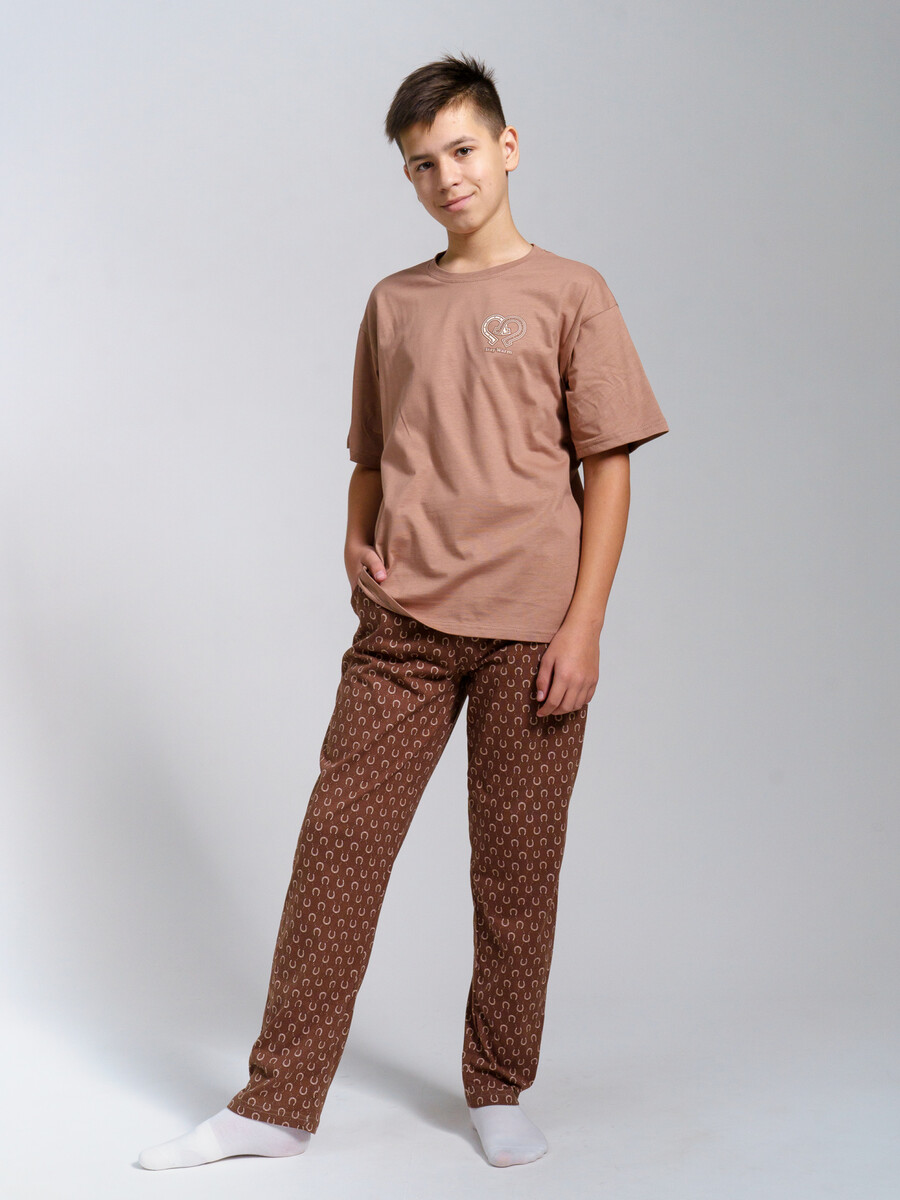 

Пижама, Бежевый;коричневый;подковы