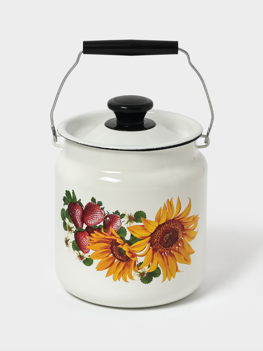 

Бидон эмалированный, 3 л, с ручкой и крышкой, белый