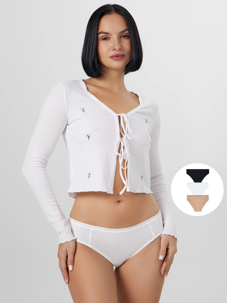 

Трусы женские (3шт.), Бежевый;белый;черный;белый +телесный +черный