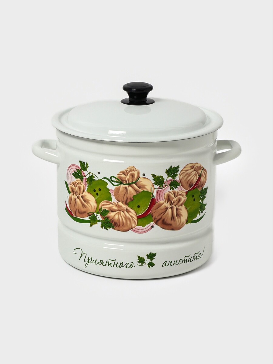 

Кастрюля эмалированная паровая, Белый