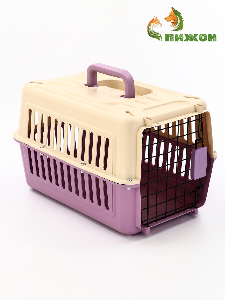 

Переноска для животных пластиковая 44×31×27 см, белая/лавандовая, Сиреневый;белый