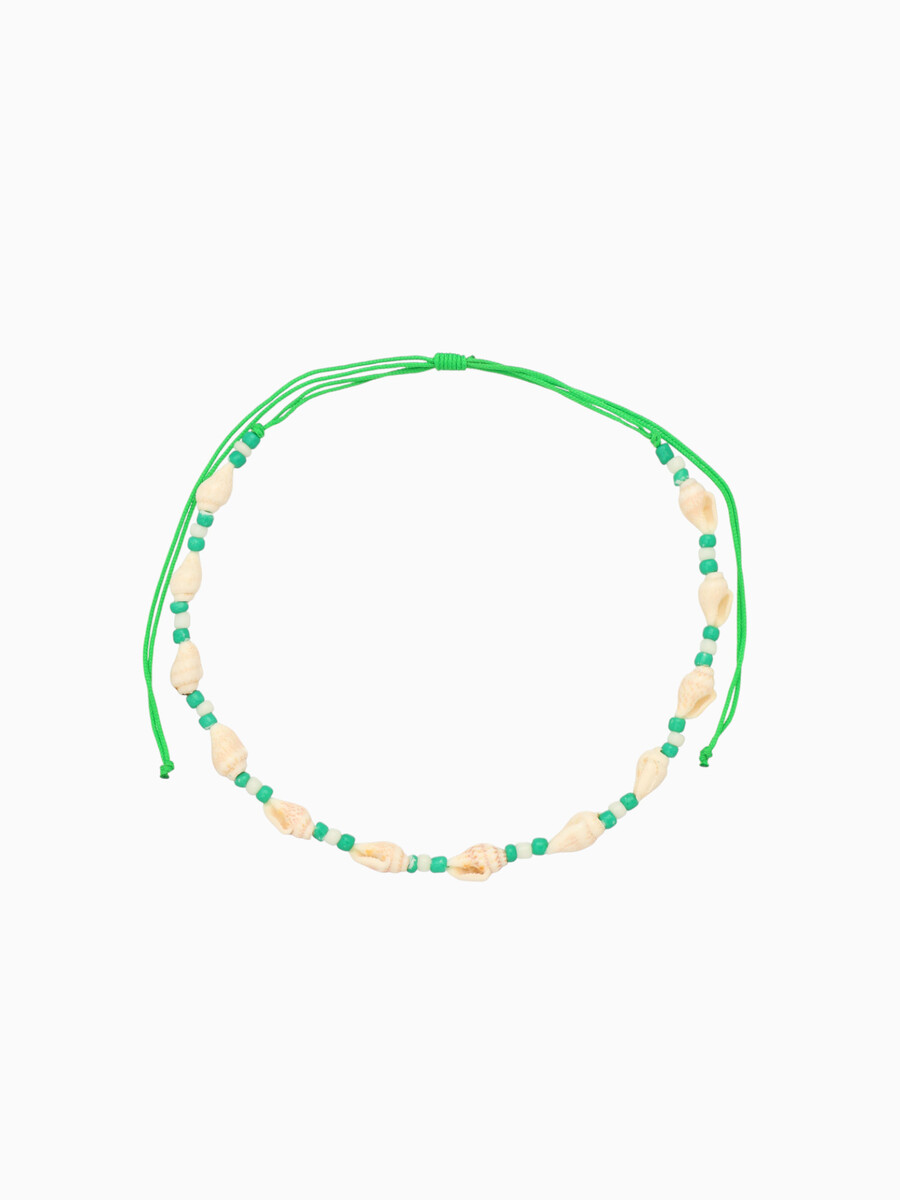 

Браслет на ногу, анклет, длина 20 см, белый, зеленый